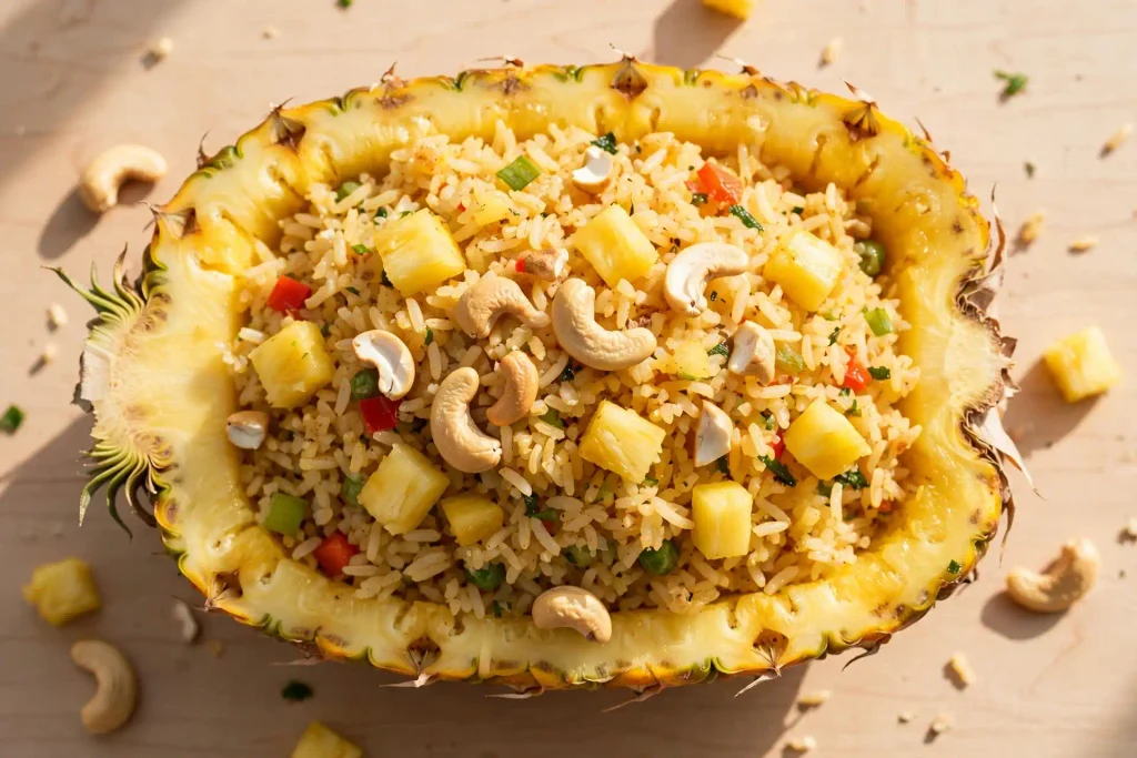 10 Best Fried Rice Recipes for Easy Weeknight Dinners 8 Pineapple fried rice served in a pineapple shell, a sweet and savory recipe from this roundup