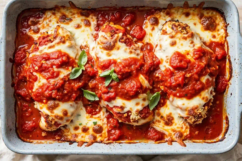 10 Best Baked Chicken Recipes for Easy Weeknight Dinners 8 Baked chicken parmesan with melted cheese and marinara, one of 10 recipes in this baked chicken roundup
