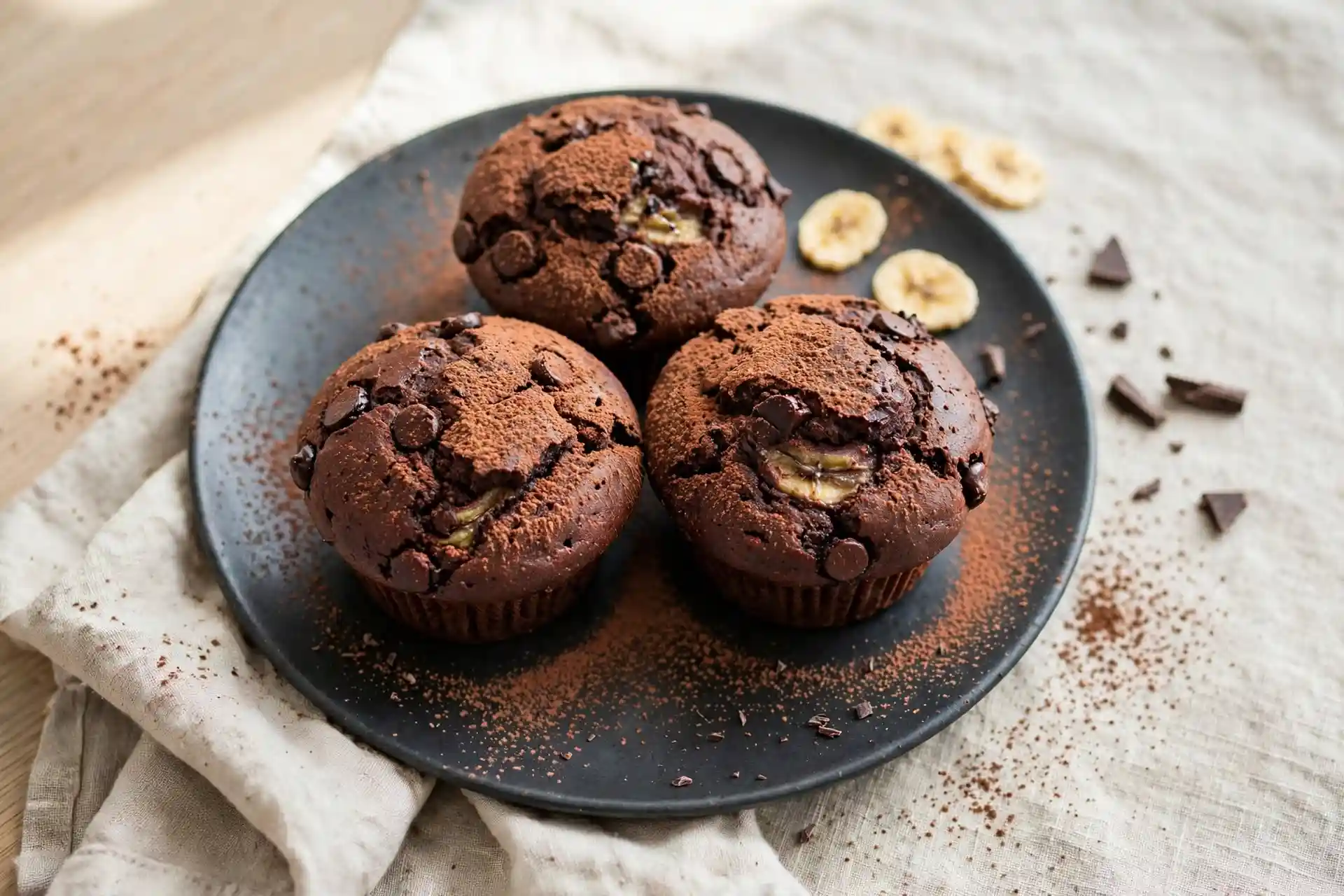 Banana Chocolate Chip Muffins (Soft, Moist, Ready in 35 Minutes) 1 banana chocolate chip muffins variation shot