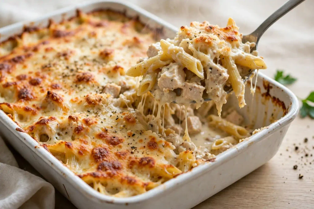 10 Best Chicken Casserole Recipes for Easy Weeknight Dinners 7 Chicken Alfredo Casserole with a bubbling parmesan crust, from this chicken casserole recipe roundup