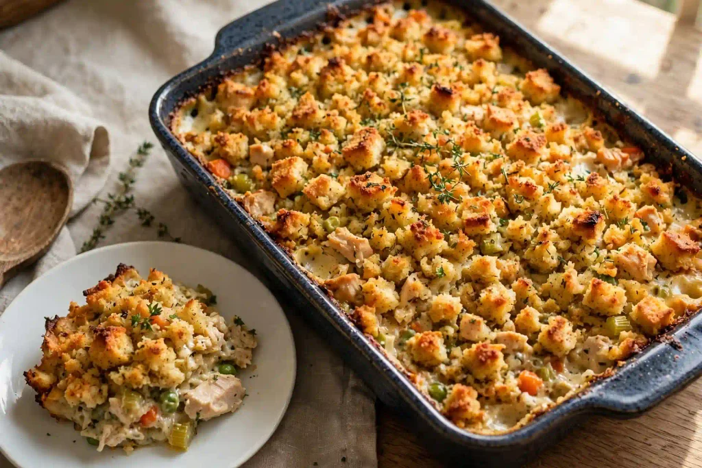 10 Best Chicken Casserole Recipes for Easy Weeknight Dinners 10 Chicken and Stuffing Casserole with a golden stuffing topping, the last of the 10 recipes in this chicken casserole roundup